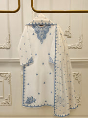3 Piece - Embroidered Cambric Suit S113108