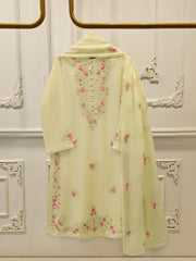 3 Piece - Pure Embroidered Cotton Net Suit S113284
