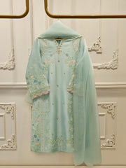 3 Piece- Pure Sheesha Silk Embroidered Suit S113340