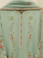 3 Piece - Pure Chiffon Embroidered Suit S113572