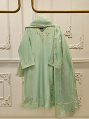 3 Piece- Pure Sheesha Silk Embroidered Suit S113570