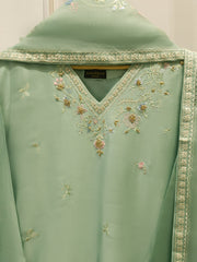 3 Piece- Pure Sheesha Silk Embroidered Suit S113570