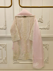3 Piece - Pure Organza Embroidered Suit S114060