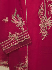 3 Piece - Pure Khaddi Silk Embroidered Suit S114314