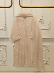 3 Piece - Pure Organza Embroidered Suit S114615