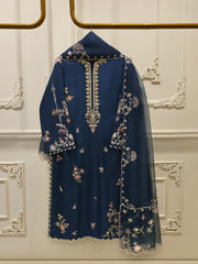 3 Piece - Pure Khaddi Silk Embroidered Suit S114674