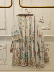 3-Piece Pure Digital Printed Silk Suit – Luxury Elegant Women's Formal Wear S114744