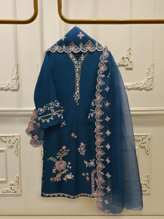 3 Piece - Pure Khaddi Silk Embroidered Suit S115233