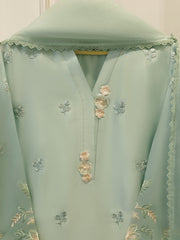 3 Piece- Pure Sheesha Silk Embroidered Suit S115276