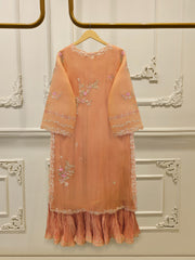 3 Piece - Pure Organza Embroidered Suit S115289