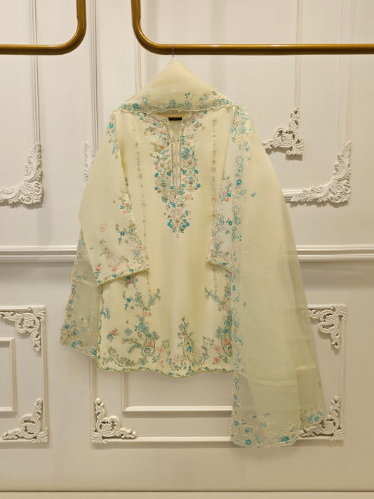 3 Piece- Pure Sheesha Silk Embroidered Suit S115406