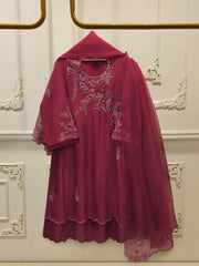 3 Piece - Embroidered Khaddi Silk Suit WS00414