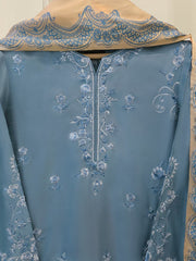 3 Piece- Pure Korean Silk Embroidered Suit S115649