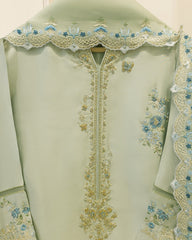 3 Piece- Pure Sheesha Silk Embroidered Suit S115768