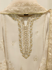 3 Piece- Pure Sheesha Silk Embroidered Suit S113806