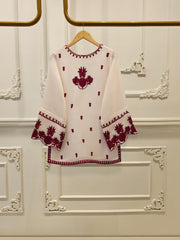 3 Piece - Pure Embroidered Cotton Net Suit S111855
