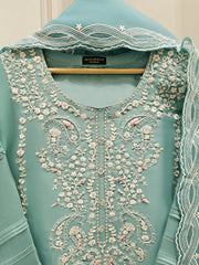 3 Piece - Pure Organza Embroidered Suit S111651