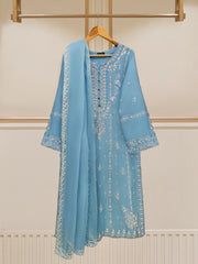 3 Piece - Pure Raw Silk Embroidered Suit S109637
