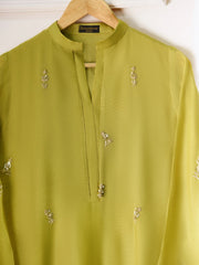 3 Piece - Pure Cotton Net Embroidered Suit S110494