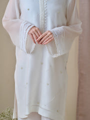 3 Piece - Pure Cotton Net Embroidered Suit S110182