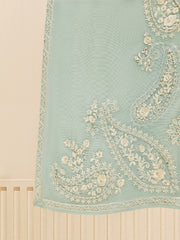 3 Piece - Pure Cotton Net Embroidered Suit S109445