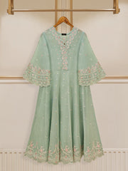 2 Piece - Pure Cotton Net Embroidered Frock S109632