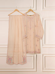 3 Piece - Pure Cotton Net Embroidered Suit S111304