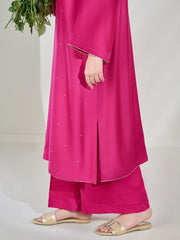 2 Piece- Pure Silk Net Embroidered Suit S110377