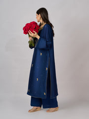 2 Piece- Pure Silk Net Embroidered Suit S110334