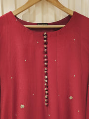 3 Piece- Pure Silk Net Embroidered Suit S111468