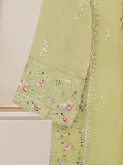 3 Piece - Pure Cotton Net Embroidered Suit S109619