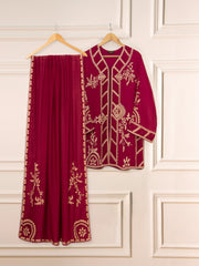 3 Piece - Pure Cotton Net Embroidered Suit S111506
