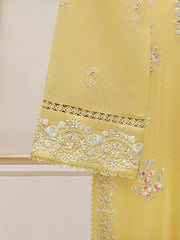 3 Piece - Pure Cotton Net Embroidered Suit S110120