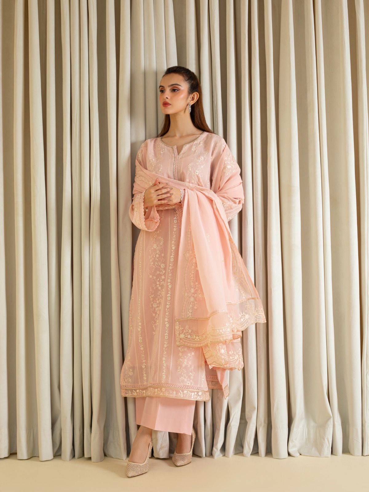 3 Piece - Embroidered Swiss Voile Suit S109785