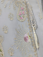 3 Piece - Pure Cotton Net Embroidered Suit S111357