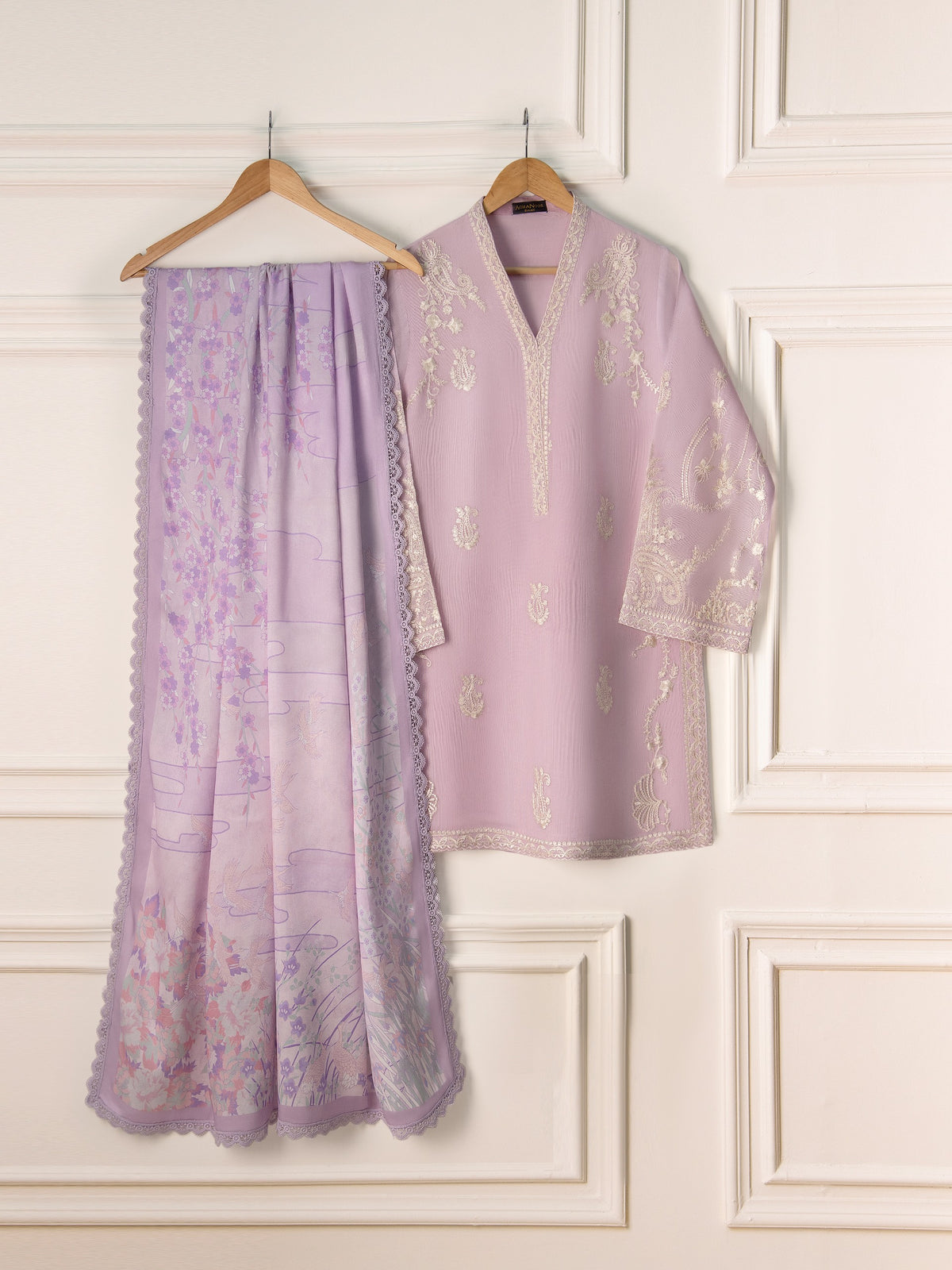 3 Piece- Pure Cotton Net Embroidered Suit S110903