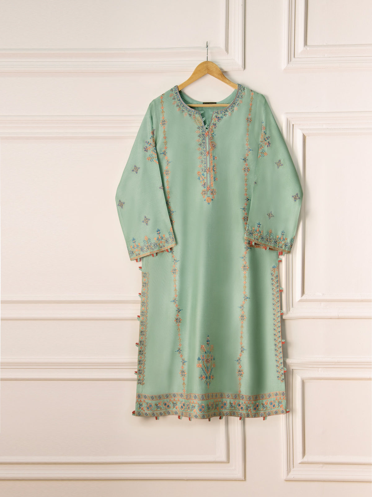 2 Piece- Pure Silk Net Embroidered Suit S110848