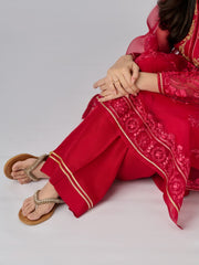3 Piece - Pure Organza Embroidered Suit S110348