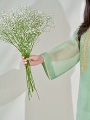 2 Piece - Pure Cotton Net Embroidered Suit S110378