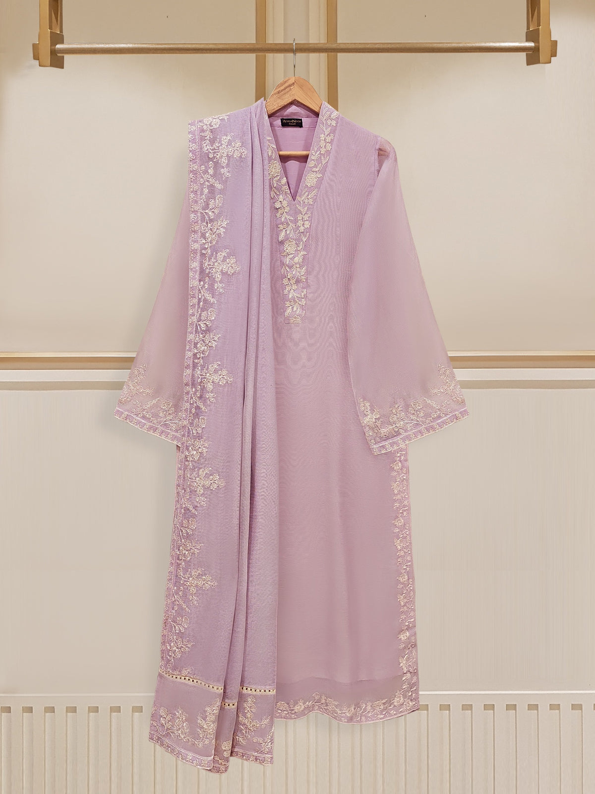 3 Piece - Pure Cotton Net Embroidered Suit S109681