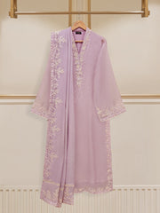 3 Piece - Pure Cotton Net Embroidered Suit S109681