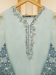 3 Piece - Pure Organza Embroidered Suit S109311