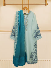 3 Piece - Pure Organza Embroidered Suit S109311
