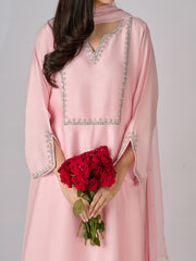 3 Piece- Pure Silk Net Embroidered Suit S110340