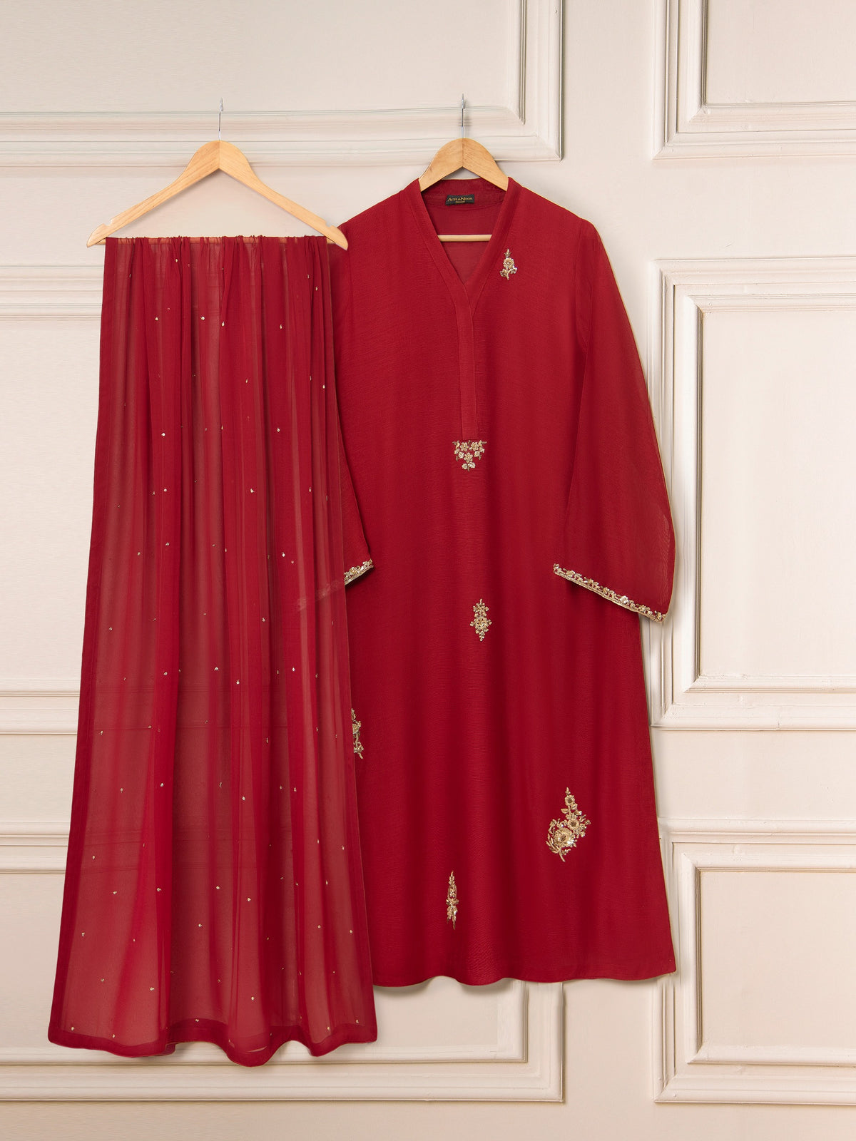 3 Piece - Pure Cotton Net Embroidered Suit S111325