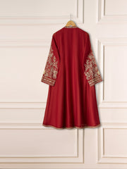 3 Piece - Pure Cotton Net Embroidered Frock S111259