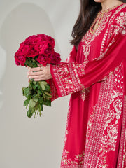 2 Piece- Pure Silk Net Embroidered Suit S110404