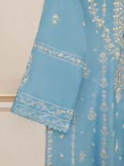 3 Piece - Pure Raw Silk Embroidered Suit S109637