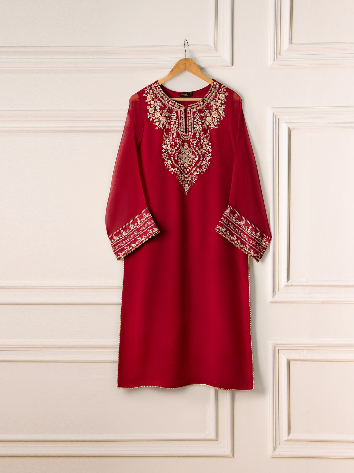 2 Piece - Pure Chiffon Embroidered Suit S110677