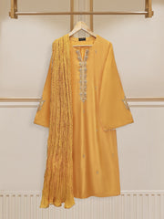 3 Piece- Pure Silk Net Embroidered Suit S109938